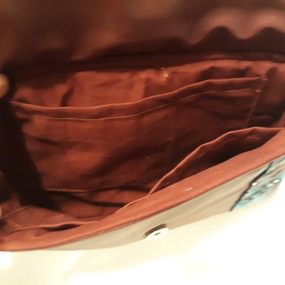 NEW Faux Leather Western Envelope Purse Clutch Wristlet Bag Wine Teal Bear Aztec - Picture 6 of 8